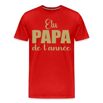 elu papa de l'annee | cadeau fête des pères - T-shirt bio Premium Homme - rouge - Devant - Damien (186cm)
