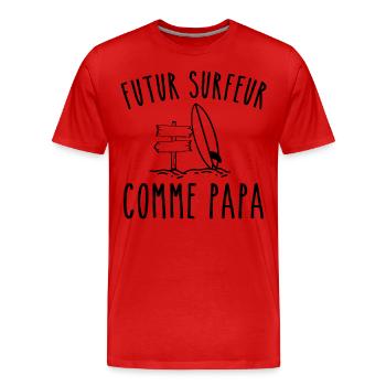 Future surfer like dad - Men's Premium Organic T-Shirt - red - Front - Damien (186cm)