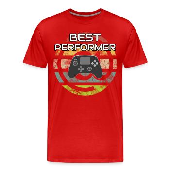 BEST PERFORMER @ Controller Gaming Videospiele - Männer Premium Bio T-Shirt - Rot - Vorne - Damien (186cm)