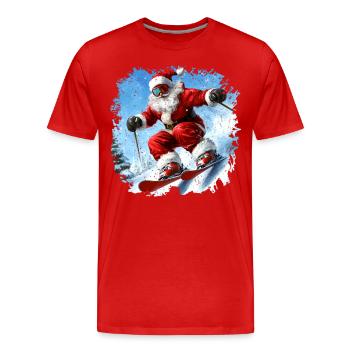 Christmas Skiers - Men's Premium Organic T-Shirt - red - Front - Damien (186cm)