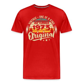Septembre 1973 Anniversaire 1973 Septembre 1973 - T-shirt bio Premium Homme - rouge - Devant - Damien (186cm)