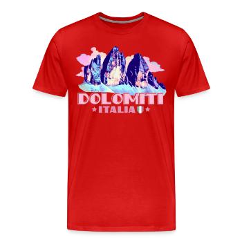 Souvenir Dolomiti Italia Dolomites Three Peaks - T-shirt bio Premium Homme - rouge - Devant - Damien (186cm)