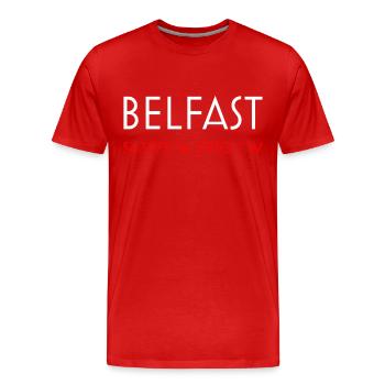 Belfast Royaume-Uni Coordonnées minimalistes T-shirt simple - T-shirt bio Premium Homme - rouge - Devant - Damien (186cm)