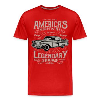 America's Highway - Men's Premium Organic T-Shirt - red - Front - Damien (186cm)