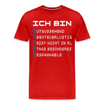 Ich bin Gamer - Männer Premium Bio T-Shirt - Rot - Vorne - Damien (186cm)