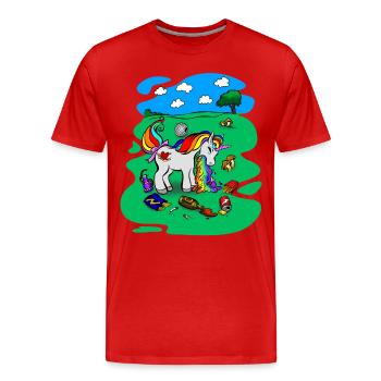 Unicorn on Party - Hangover T-Shirt - Men's Premium Organic T-Shirt - red - Front - Damien (186cm)
