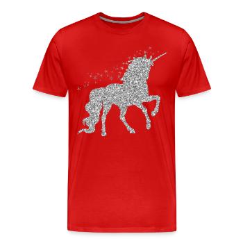 The silver glitter unicorn - Men's Premium Organic T-Shirt - red - Front - Damien (186cm)