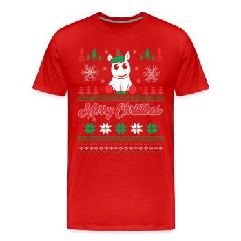 Unicorn Ugly Christmas Sweater - Men's Premium Organic T-Shirt - red - Front - Damien (186cm)