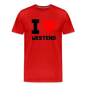 J'aime idée cadeau Berlin Westend coeur Ville - T-shirt bio Premium Homme - rouge - Devant - Damien (186cm)