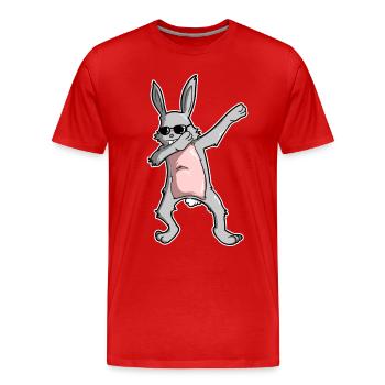 Tamponner Lapin de Pâques - Lapin de Pâques Dab! - T-shirt bio Premium Homme - rouge - Devant - Damien (186cm)