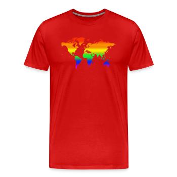 Regenbogen Welt - Männer Premium Bio T-Shirt - Rot - Vorne - Damien (186cm)