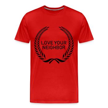 Christliche Kleidung & Liebe Nächsten - Männer Premium Bio T-Shirt - Rot - Vorne - Damien (186cm)