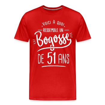 bogosse 51 ans cadeau humour anniversaire 51 ans - T-shirt bio Premium Homme - rouge - Devant - Damien (186cm)