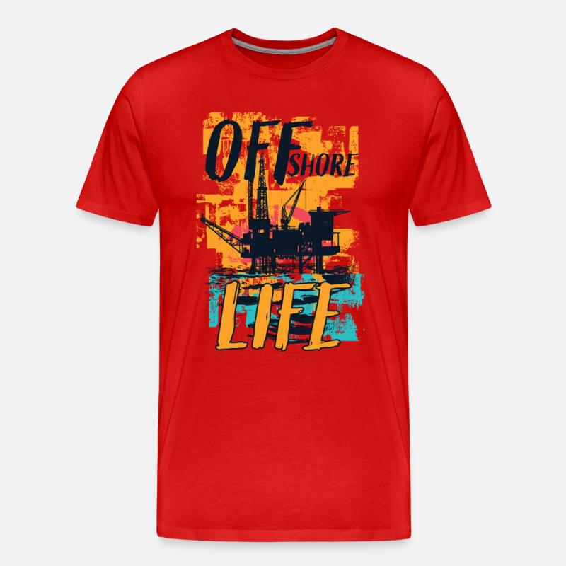 Offshore Life - Männer Premium Bio T-Shirt - Rot