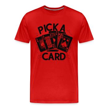Pick a Card - Magical Gift for Magicians - Men's Premium Organic T-Shirt - red - Front - Damien (186cm)