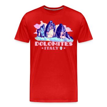 Dolomites Dolomites Souvenirs Randonnée Trois Pics - T-shirt bio Premium Homme - rouge - Devant - Damien (186cm)