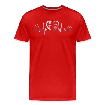 Summer Beach Heartbeat Funny Family Vacation Beach - Men's Premium Organic T-Shirt - red - Front - Damien (186cm)