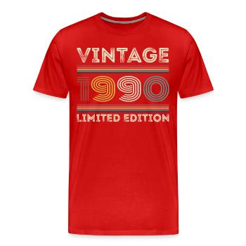 1990 Birthday 1990 Retro 1990 Gift 1990 - Men's Premium Organic T-Shirt - red - Front - Damien (186cm)