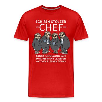 Unglaublich fleißiges Team Faultiere Stolzer Chef - Männer Premium Bio T-Shirt - Rot - Vorne - Damien (186cm)