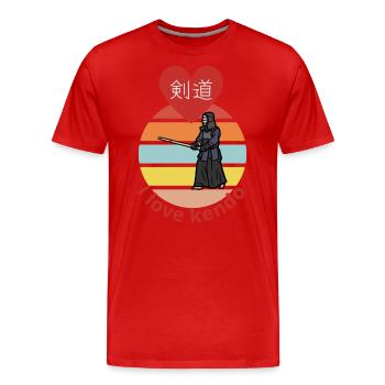 J’adore le kendo - T-shirt bio Premium Homme - rouge - Devant - Damien (186cm)