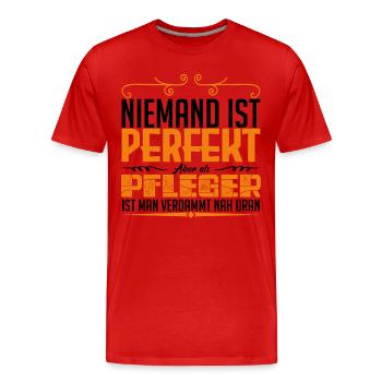 PFLEGER - Leben - Männer Premium Bio T-Shirt - Rot - Vorne - Damien (186cm)
