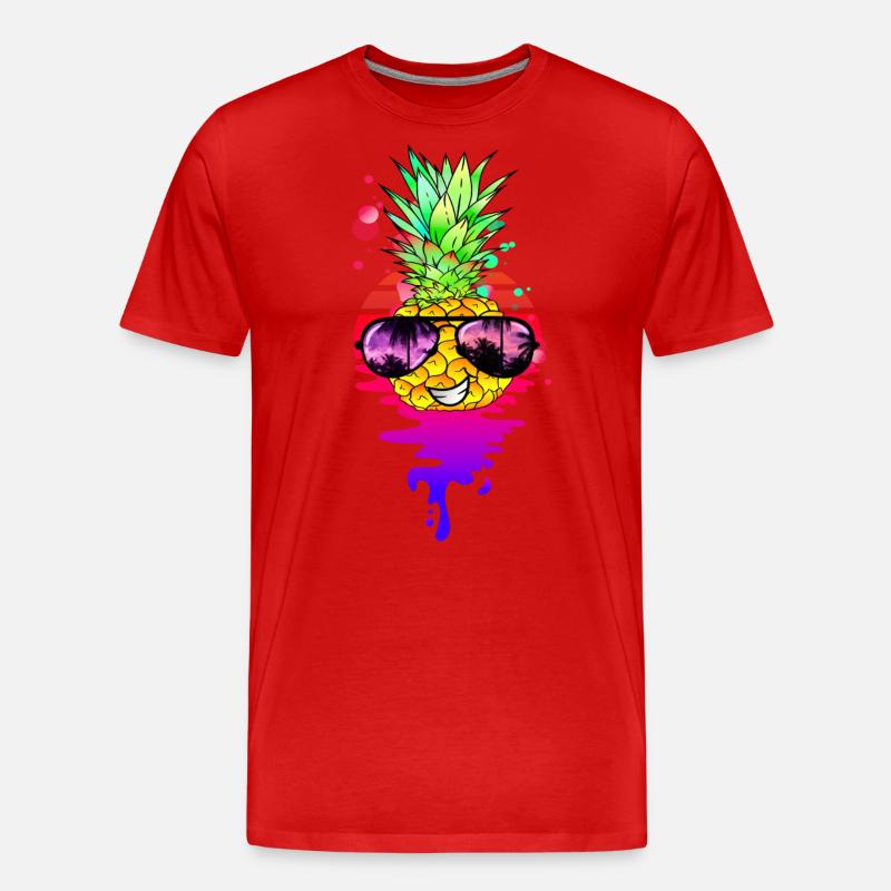 Lustige Retro Ananas - Männer Premium Bio T-Shirt - Rot