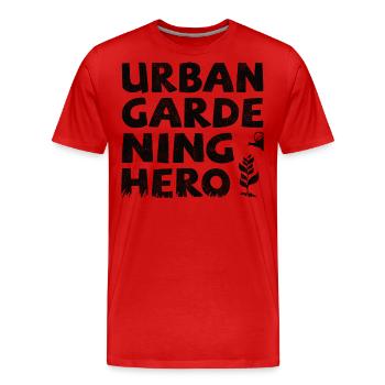 Urban gardening hero - Men's Premium Organic T-Shirt - red - Front - Damien (186cm)