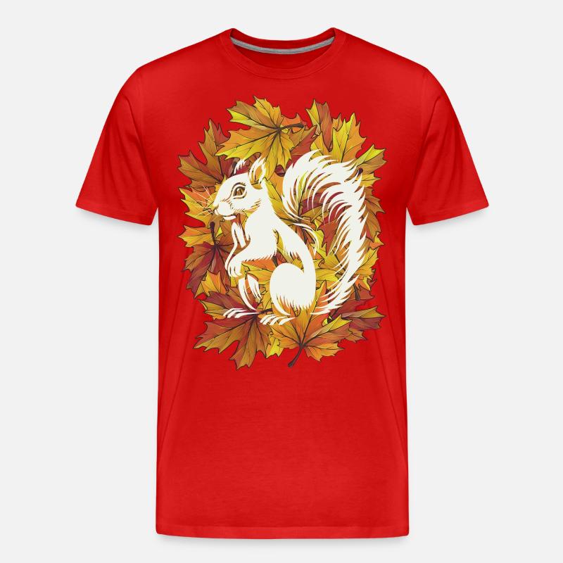 Herbstliches Eichhörnchen - Männer Premium Bio T-Shirt - Rot