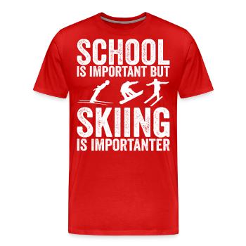 Schule ist wichtig, aber Skifahren ist noch wichtiger - Männer Premium Bio T-Shirt - Rot - Vorne - Damien (186cm)