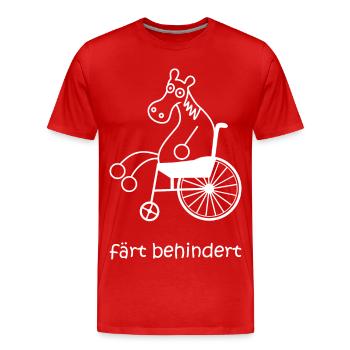 färt behindert, Pferd im Rollstuhl, Lähmung, Pferd - Männer Premium Bio T-Shirt - Rot - Vorne - Damien (186cm)