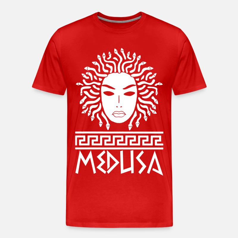 Frau mit Schlangenhaar (weiß) - Männer Premium Bio T-Shirt - Rot