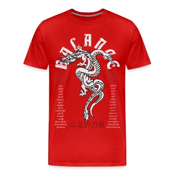 Dragon et serpent chinois - T-shirt bio Premium Homme - rouge - Devant - Damien (186cm)