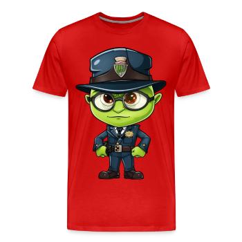 Heuschrecken Polizist - Männer Premium Bio T-Shirt - Rot - Vorne - Damien (186cm)