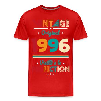 1996 – Vintage – Perfekt gereift - Männer Premium Bio T-Shirt - Rot - Vorne - Damien (186cm)