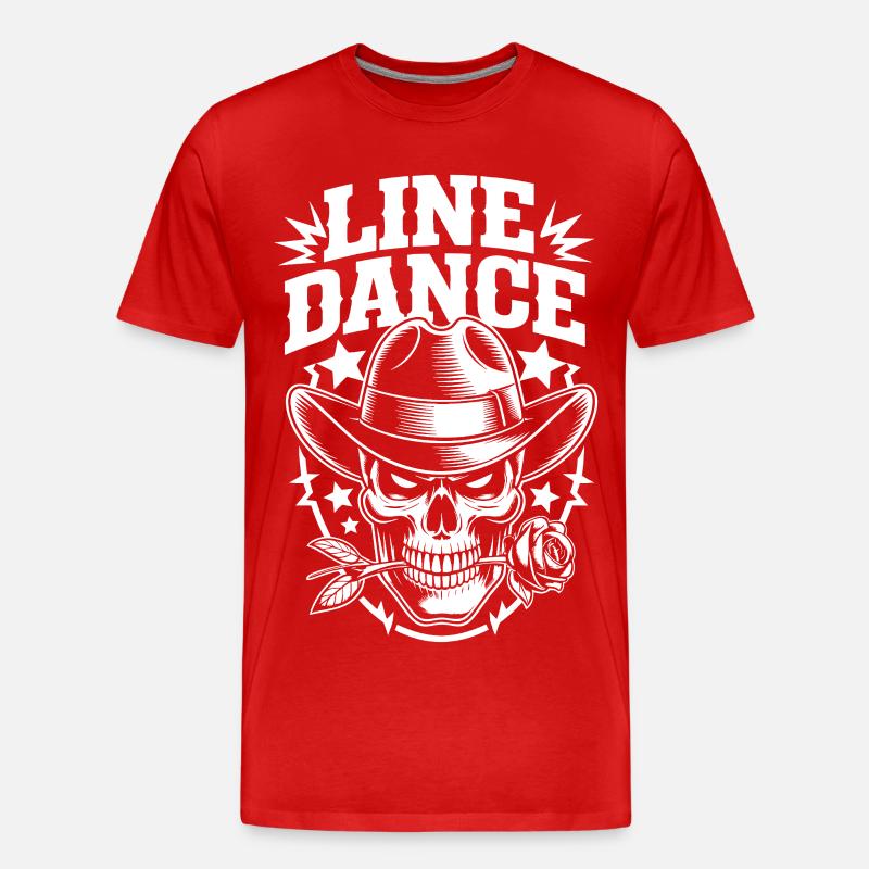 Line Dance Schädel Cowboy - Männer Premium Bio T-Shirt - Rot