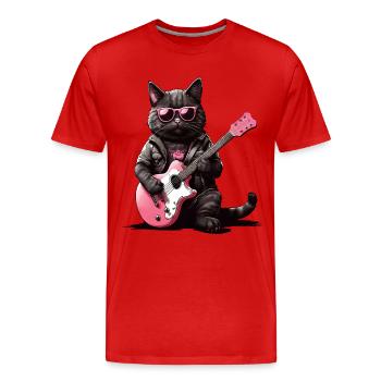 Cool Cat Serenade : épaisse, rose et épique - T-shirt bio Premium Homme - rouge - Devant - Damien (186cm)