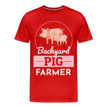 Backyard Pig Farmer Animal Farming Farm Funny - Men's Premium Organic T-Shirt - red - Front - Damien (186cm)