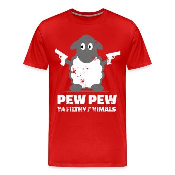 Sheep Pew Pew Ya Filthy Animals - Men's Premium Organic T-Shirt - red - Front - Damien (186cm)