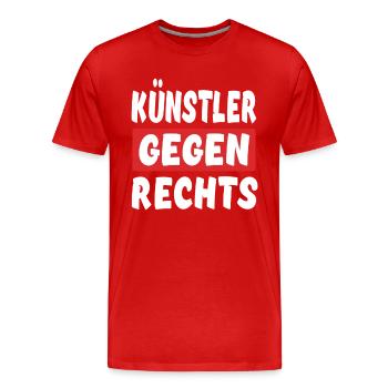 Künstler Gegen Rechts - Rechts Nein Danke - Männer Premium Bio T-Shirt - Rot - Vorne - Damien (186cm)