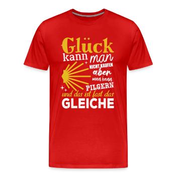 Glück kann man nicht kaufen aber man kann pilgern - Männer Premium Bio T-Shirt - Rot - Vorne - Damien (186cm)