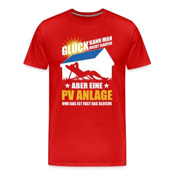Glück kann man nicht kaufen aber eine PV Anlage - Männer Premium Bio T-Shirt - Rot - Vorne - Damien (186cm)