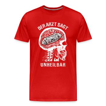 Der Arzt sagt es ist unheilbar - Currywurst - Männer Premium Bio T-Shirt - Rot - Vorne - Damien (186cm)