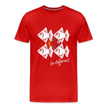 Be different - Pisces - swimming against the tide - Men's Premium Organic T-Shirt - red - Front - Damien (186cm)