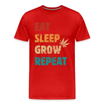 Mangez Dormez Cultivez Répéter - Dicton Sur Le Cannabis - T-shirt bio Premium Homme - rouge - Devant - Damien (186cm)