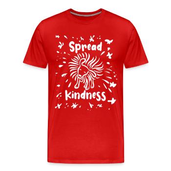Spread Kindness - Hund schüttelt sich - Männer Premium Bio T-Shirt - Rot - Vorne - Damien (186cm)