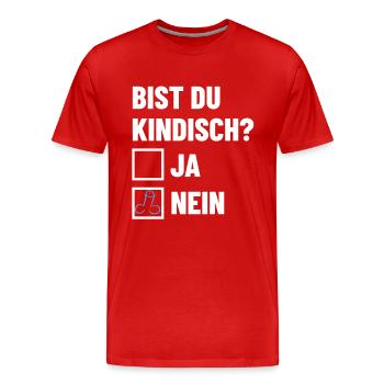 Bist du kindisch? Ankreuzen - Pimmel - Männer Premium Bio T-Shirt - Rot - Vorne - Damien (186cm)