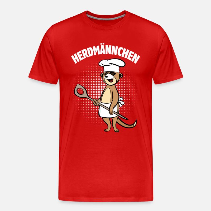 Herdmännchen - Erdmännchen mit Kochlöffel - Männer Premium Bio T-Shirt - Rot