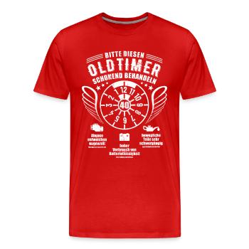 Oldtimer schonend behandeln - 40. Geburtstag - Männer Premium Bio T-Shirt - Rot - Vorne - Damien (186cm)