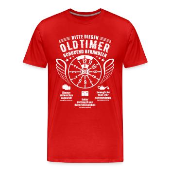Oldtimer schonend behandeln - 80. Geburtstag - Männer Premium Bio T-Shirt - Rot - Vorne - Damien (186cm)