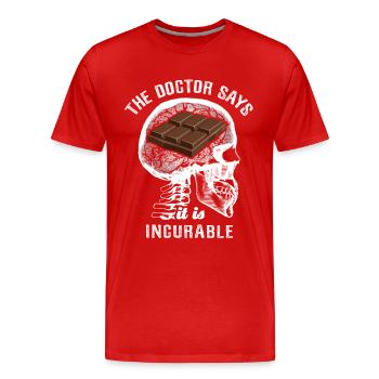 Le médecin dit que c’est incurable - chocolat - T-shirt bio Premium Homme - rouge - Devant - Damien (186cm)